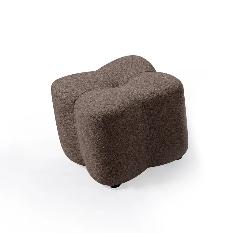 Tulip Brown Boucle Fabric Ottoman