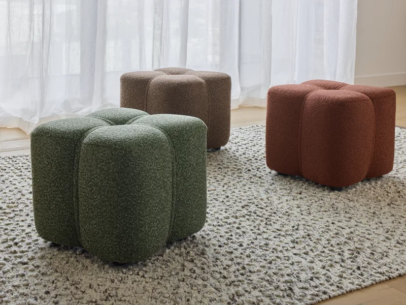 Tulip Green Fabric Ottoman