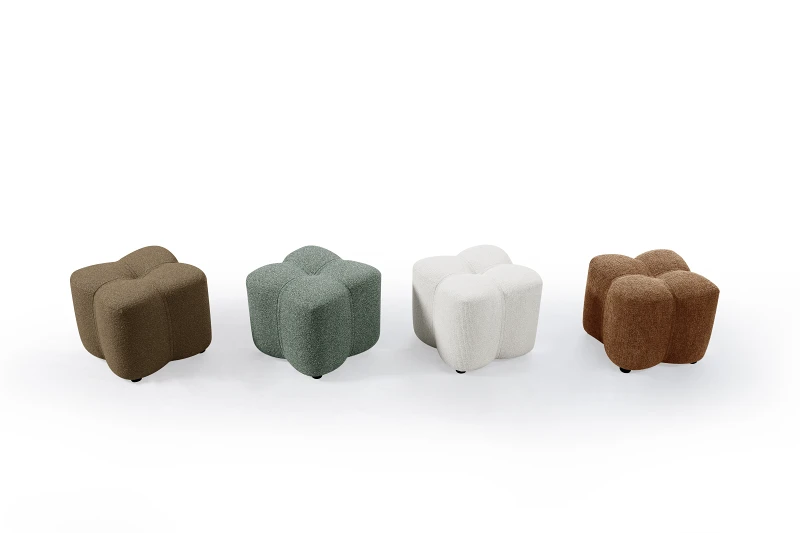 Tulip Green Fabric Ottoman