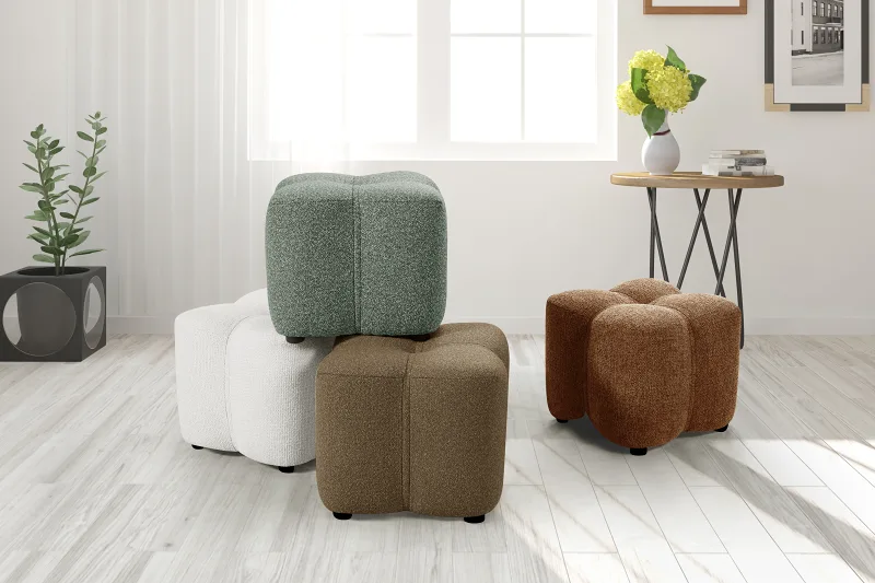 Tulip Green Fabric Ottoman