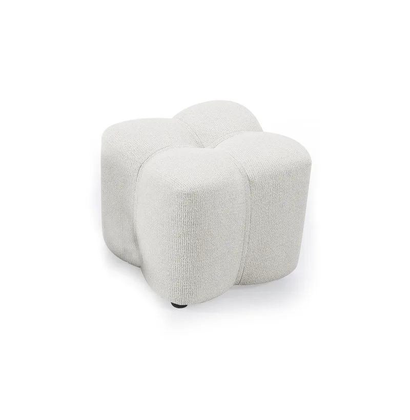 Tulip White Fabric Ottoman