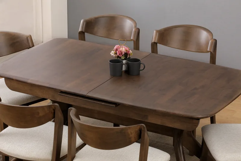 Villa Hardwood Dining Chair | Rustic Walnut | Beige Fabric