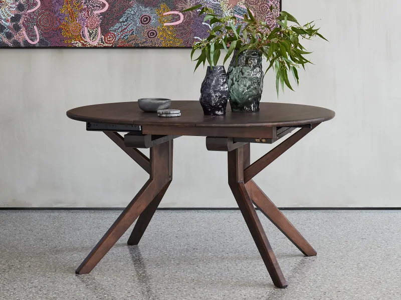 Vogue 5PCE Round Arabica Walnut Dining Set | Burgundy Fabric