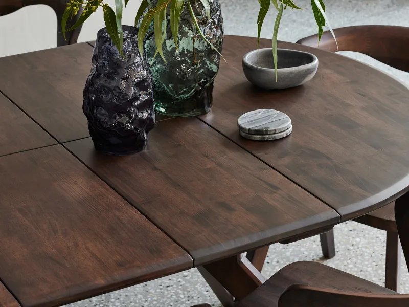 Vogue 5PCE Round Arabica Walnut Dining Set | Burgundy Fabric