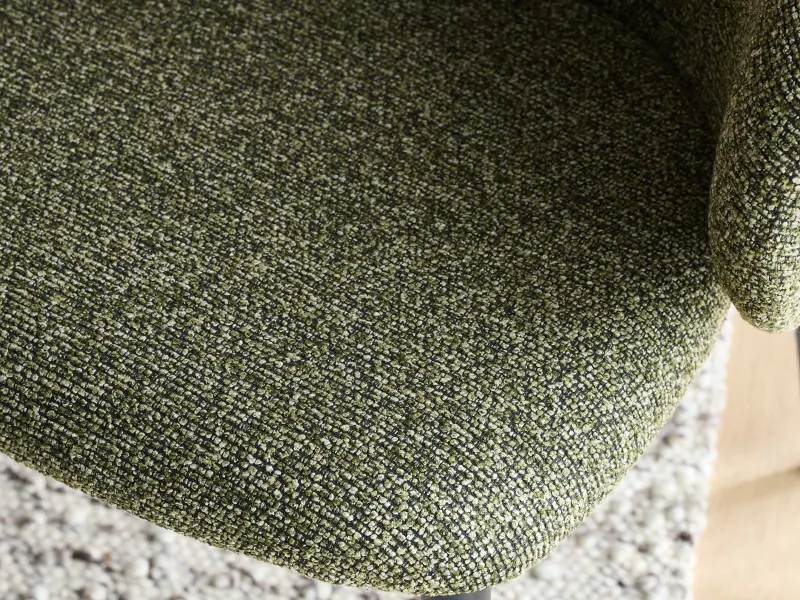 Vogue 5PCE Round Black Dining Set | Olive Green Fabric