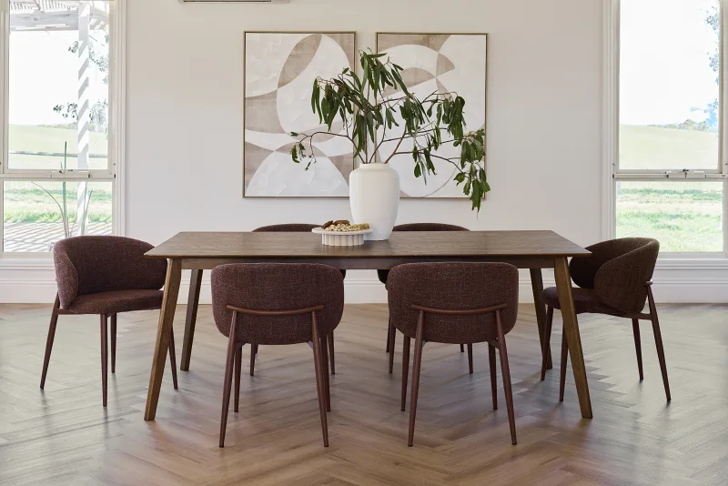 Vogue Dining Chair | Walnut Frame | Burgundy Fabric
