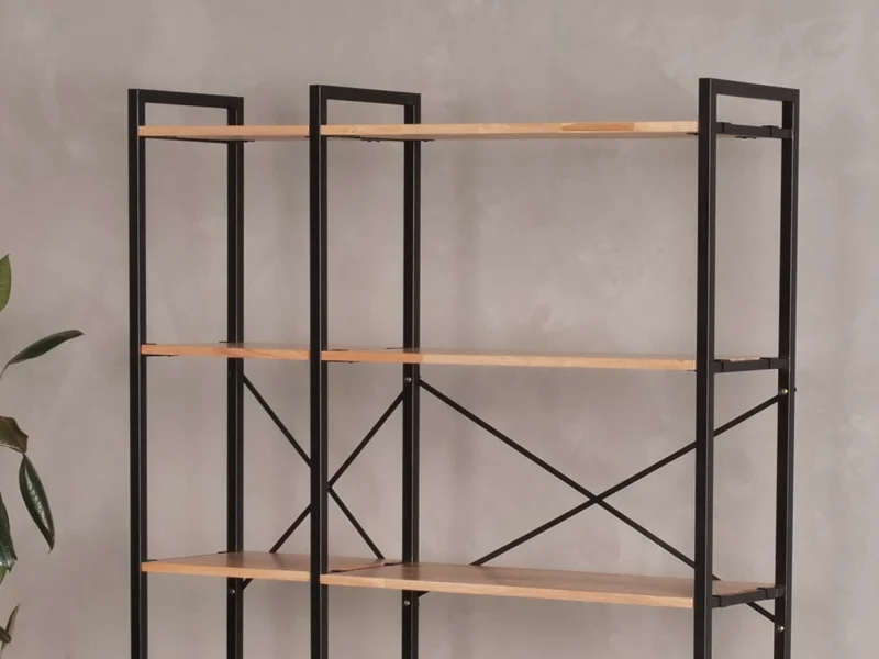 Axel 2PCE Modular Shelving Unit | Black Steel & Natural Hardwood | Tall (1275mm)