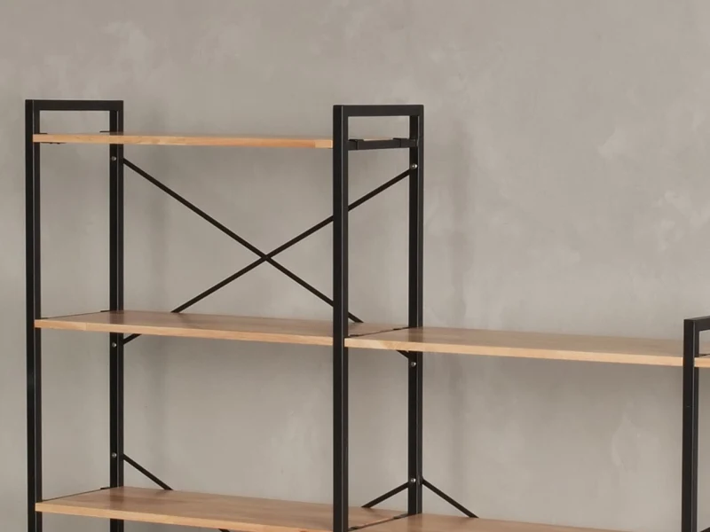 Axel 4PCE Modular Shelving Unit | Black Steel & Natural Hardwood | U-Shape (3325mm)