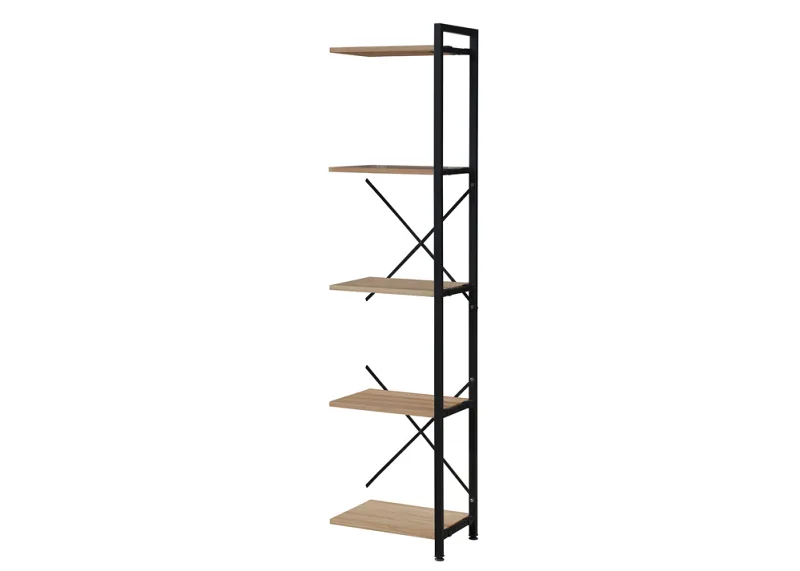 Axel Extension Shelving Unit | Black Steel & Natural Hardwood | Narrow (1850 x 450mm)