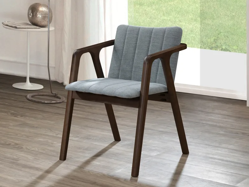 Cruz 7PCE Hardwood Dining Set | Rustic Walnut | Grey Fabric