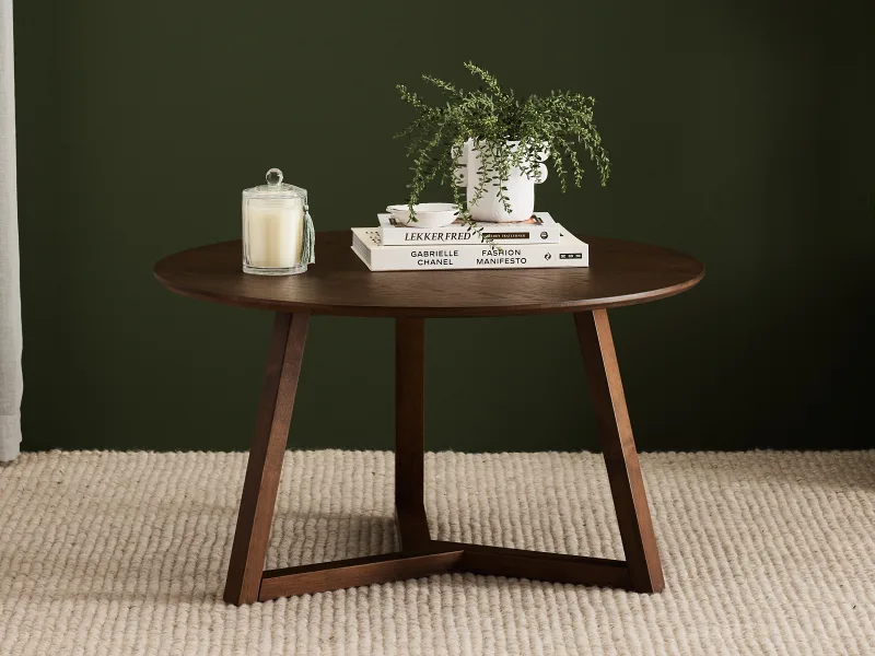 Franki Hardwood Round Coffee Table | Rustic Walnut