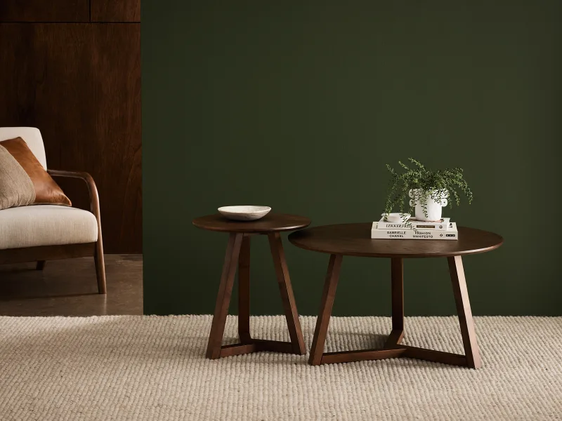Franki Hardwood Round Coffee Table | Rustic Walnut