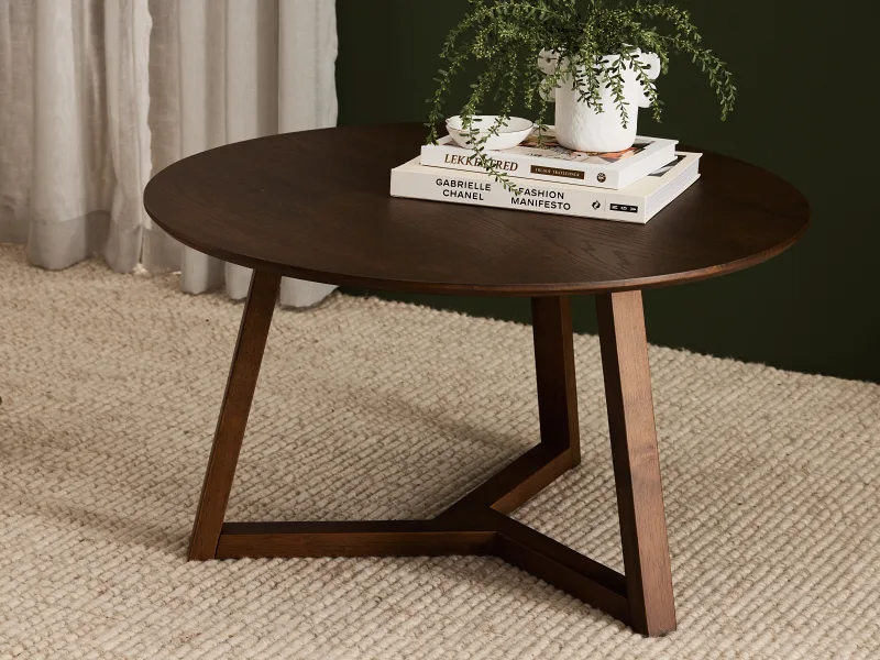 Franki Hardwood Round Coffee Table | Rustic Walnut