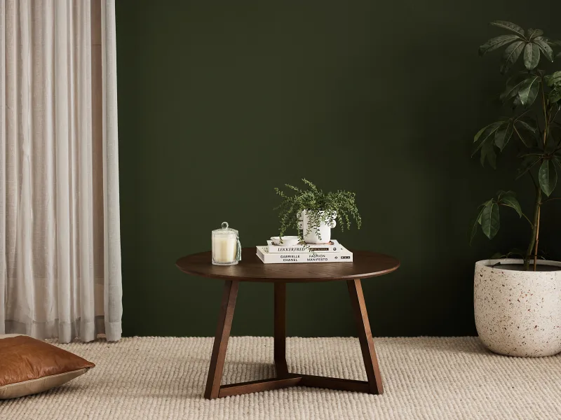 Franki Hardwood Round Coffee Table | Rustic Walnut