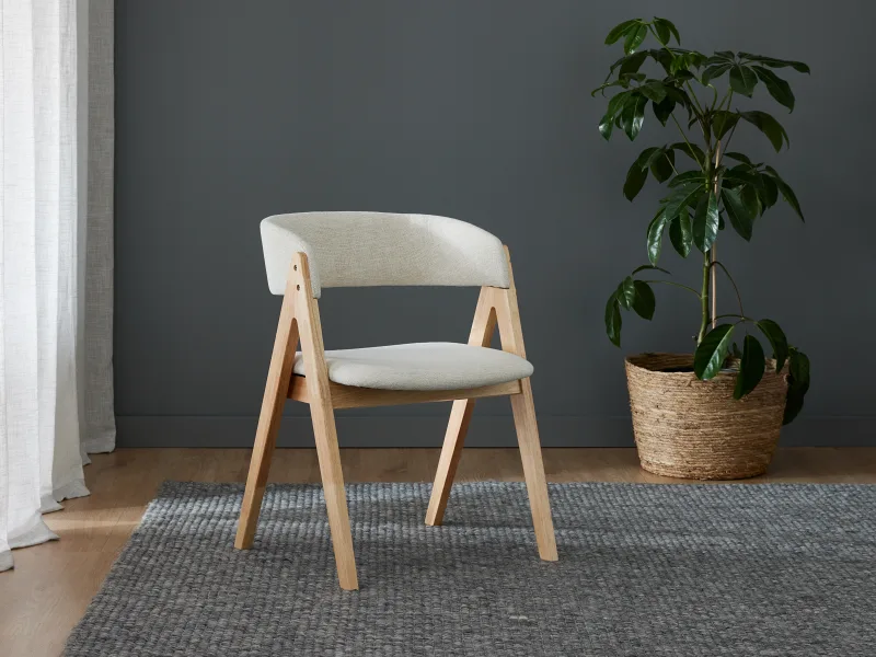 Gaudi Hardwood Dining Chair | Natural | Beige Fabric
