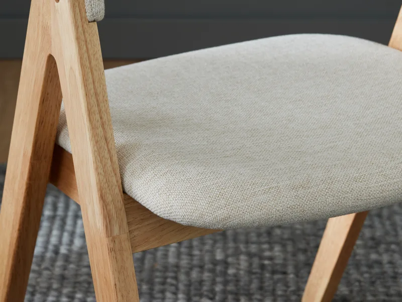 Gaudi Hardwood Dining Chair | Natural | Beige Fabric