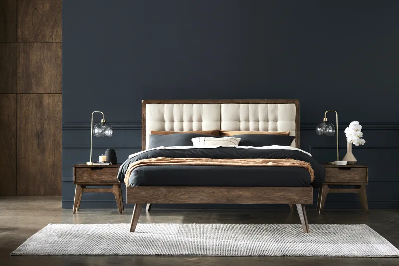 Paris Hardwood Queen Size Bed Frame | Rustic Walnut