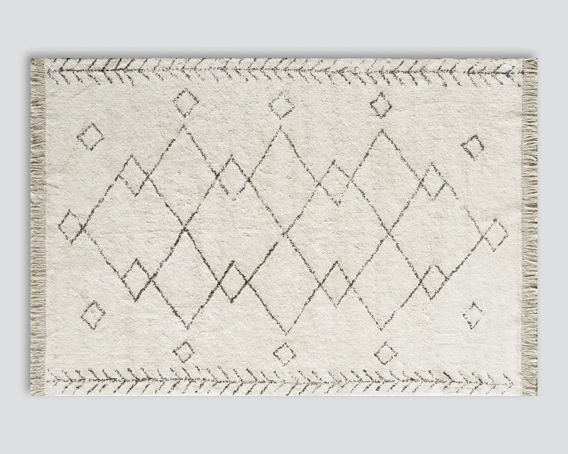 Bjorn Aztec Pattern Cotton Rug | Beige