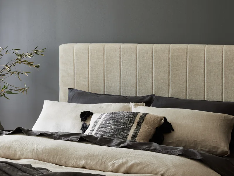 Franki 2PCE King Headboard and Bed Base Bundle | Natural & Beige Fabric