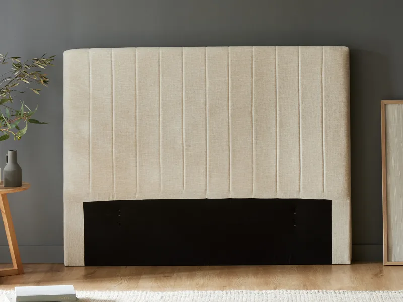 Franki 2PCE King Headboard and Bed Base Bundle | Natural & Beige Fabric