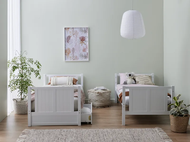 Myer White Single Bunk Bed with Storage | Hardwood Frame