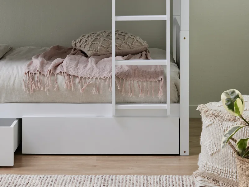 Myer White Single Bunk Bed with Storage | Hardwood Frame