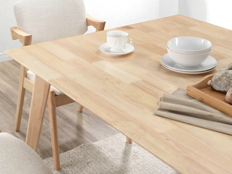Franki 9PCE Rectangular Dining Set | Natural | Beige Fabric
