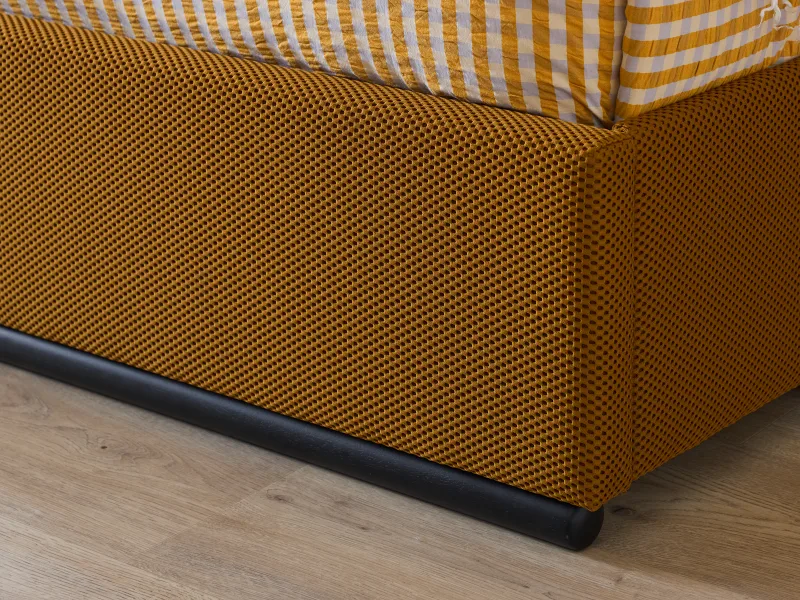 Amber King Single Storage Bed | Mustard Waffle Fabric