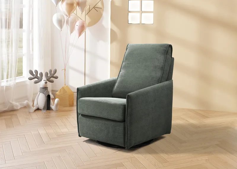 Aster Corduroy Rocking Chair | Green Fabric