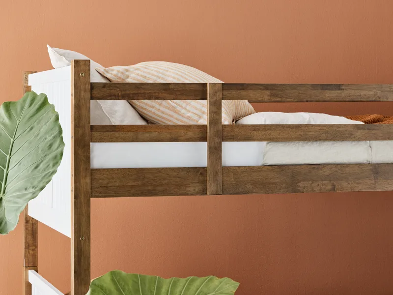 Myer King Single Bunk Bed | Rustic Walnut Hardwood Frame