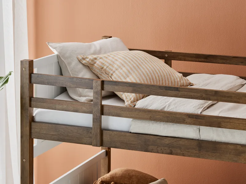 Myer King Single Bunk Bed | Rustic Walnut Hardwood Frame