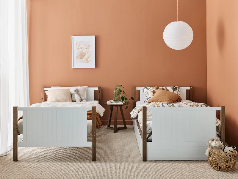 Myer King Single Bunk Bed | Rustic Walnut Hardwood Frame
