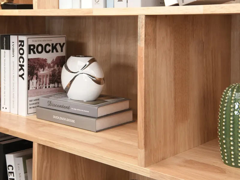 Stax Hardwood Staggered Bookcase | Natural | Wide (1200mm)