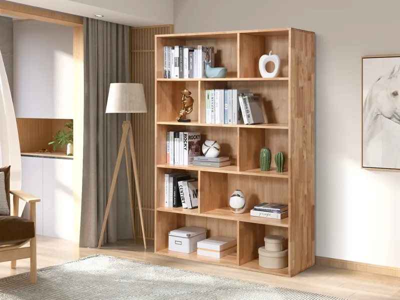 Stax Hardwood Staggered Bookcase | Natural | Wide (1200mm)