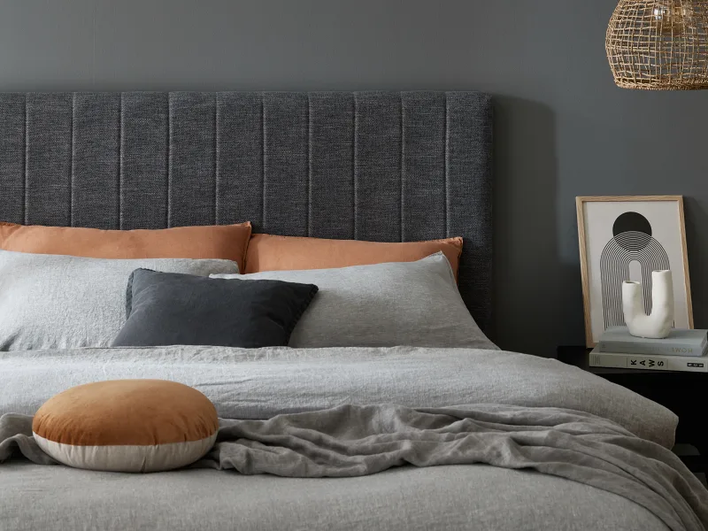 Cannes Queen Upholstered Headboard | Charcoal Fabric
