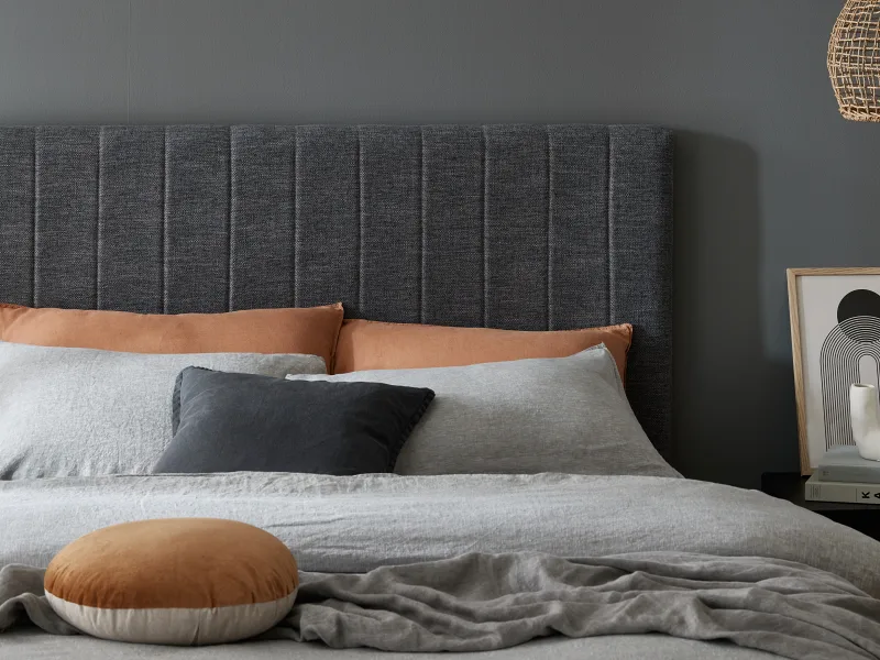Cannes Queen Upholstered Headboard | Charcoal Fabric