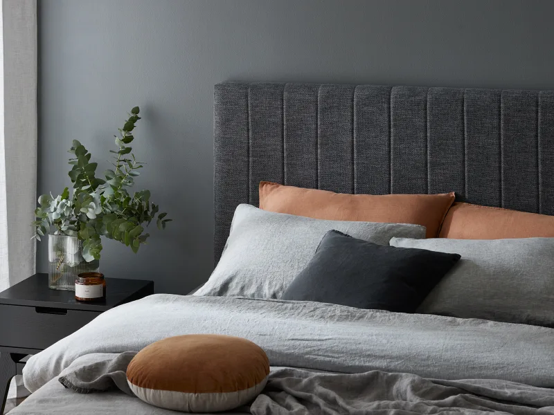 Cannes Queen Upholstered Headboard | Charcoal Fabric