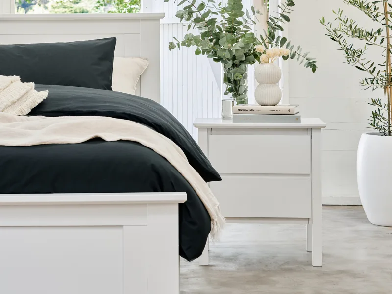 Myer White 2 Drawer Bedside Table | Hardwood Frame