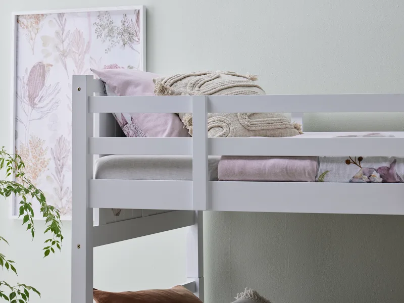 Myer White Single Bunk Bed | Hardwood Frame