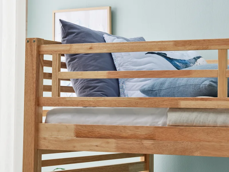 Rio Triple Bunk Bed with Storage | Natural Hardwood Frame
