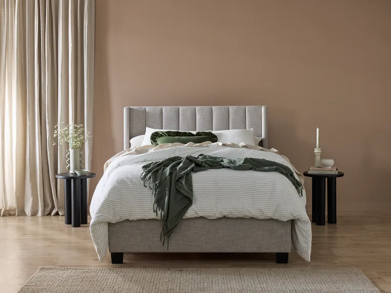 Webster Gas Lift Storage Queen Bed | Light Grey Fabric