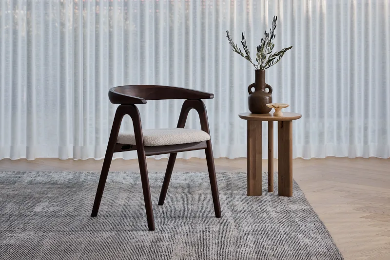Manor Hardwood Dining Chair | Arabica Walnut | Boucle Fabric
