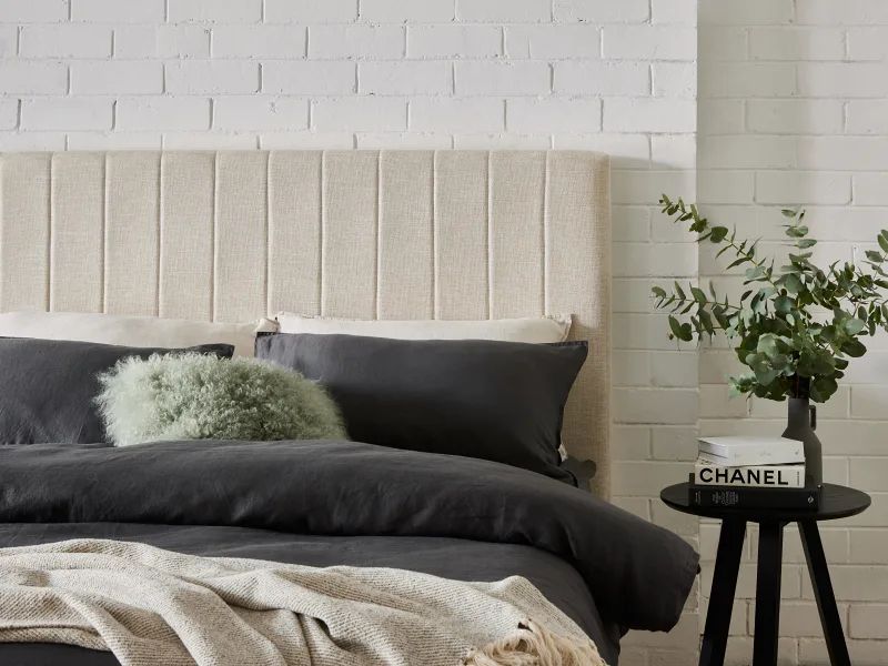 Cannes 2PCE King Upholstered Headboard and Bed Base Bundle | Beige Fabric