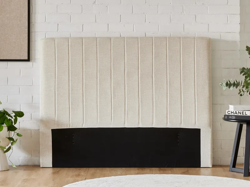 Cannes 2PCE King Upholstered Headboard and Bed Base Bundle | Beige Fabric