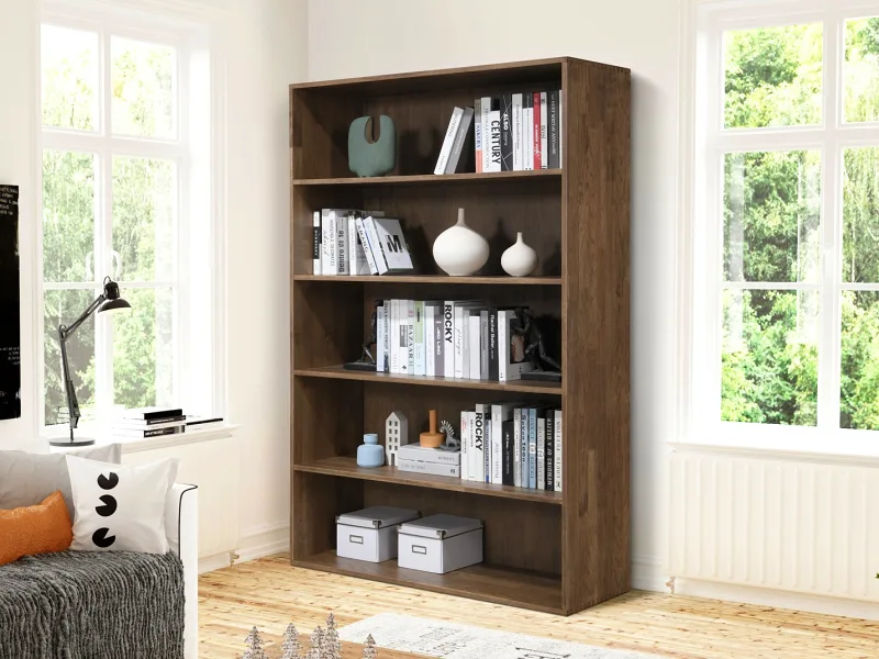 Stax Hardwood Bookcase | Rustic Walnut | Wide (1200mm)