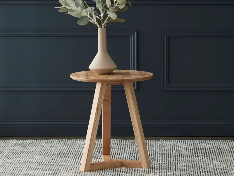 Franki Round Hardwood Side Table | Natural