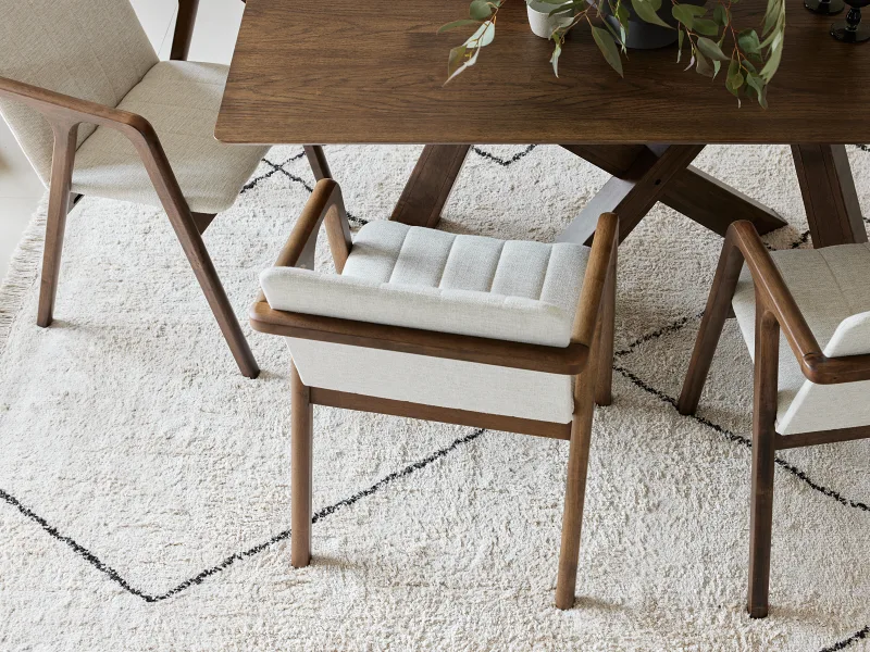 Inge Pattern Cotton Area Rug | Beige