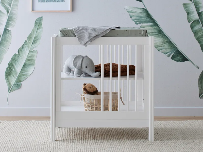 Aster 2PCE Hardwood Convertible Cot & Changing Table Set | White