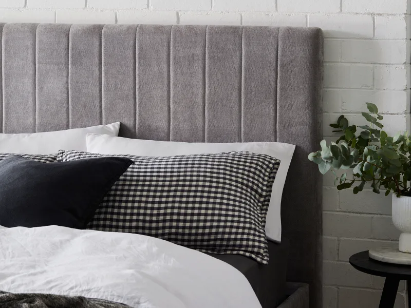 Cannes 2PCE Double Upholstered Headboard and Bed Base Bundle | Grey Fabric