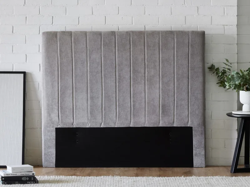 Cannes 2PCE Double Upholstered Headboard and Bed Base Bundle | Grey Fabric